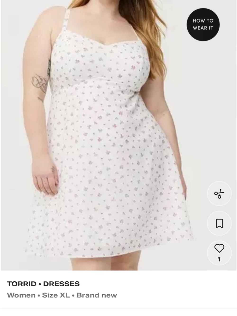 torrid White Mini Dress with Pink Floral Print Size 1